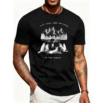 Men's Cotton T-Shirt Suitable for Him - Breathable Soft Lightweight Retro Forest-Themed Round Neck Top - Streetwear Gift for Casual Attire & Outdoor S juoda