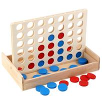 Wooden 4 Chess Connected Line Game Board Children Puzzle Toy For Kids And Educational Play beige