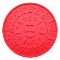 Pet Slow Food Mat with Strong Suction Cup, Bone Paw Print Design Dog Feeding Mat, Dog Slow Eating raudona