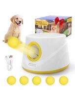 Upgraded Automatic Dog Ball Launcher,interactive Dog Tennis Ball Thrower With 5 Etpu Balls-long-lasting, Interactive Dog Toy 5 ETPU Balls geltona