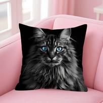 Maine Coon Katė Klevo Dizaino Pagalvės Užvalkalas Laimingos Rudens Derliaus Dekoras Šventinis Dekoras Pagalvės Užvalkalas Peach skin 18*18(CM)-1Pcs