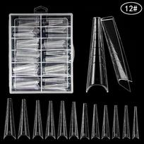 120-Piece Crystal Nail Extension Mold Set, Size 12, with Scale for Gel Application 120-piece extension nail mold [Size 12]