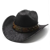 Vintage Western Cowboy Hat With Large Brim Sunshade For Men And Women juoda
