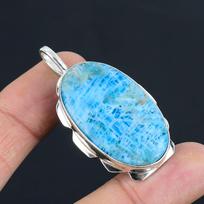 Larimaro brangakmenio pakabukas Solidus 925 svarų sterlingų sidabro pakabukas Papuošalai Dovana Unisex blue