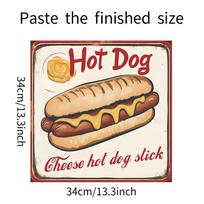 Fun-f323 Hot Dog Burger Kitchen Cabinet Decorative Background Landscaping Stickers Self-adhesive 34*34cm/fun-f323
