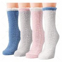 4 Pairs Women Cat Paw Fuzzy Socks Winter Warm Soft Fluffy Funny Socks Cute Animal Fashion Slipper Home Floor Sleeping Socks 35-40