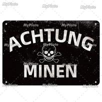 Vintažiniai ACHTUNG HALT karo metaliniai ženklai Berlyno skardos lentelės metalinės plokštės sienų dekoras, skirtas pub klubui Vyro urvo lėkštės baro apdaila 20x30cm