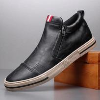 Fashion Breathable Side Zipper Loafer Boots Autumn New Men's Hight Top Casual Shoes England Style All-match Designer Slip-on Shoes 38