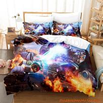 Personelity Game Anime Ratchet Clank Rift Apart Bedding Set Cartoon three-piece set Adult Kid Bedroom Duvetcover Sets 3D Ka AU Single(140x210cm)