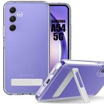 Silicone Case for Samsung Galaxy A54 5G Transparent Shockproof Protection with Silver Stand