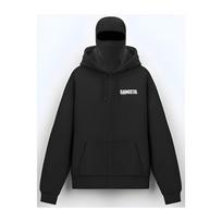 Men's Casual Sports Jacket with Letter Print Y2K Style Hooded Cover and Double Hood Zipper Design, Outdoor Zipper Sweater S