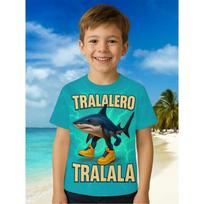 Italian Brainrot Summer Shark Wearing Shoes 3D Print Kids T-Shirt for Daily Outdoor Sports Comfortable and Fun Children's Tops 110