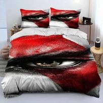 God Of War Game Bedding Set Gamers Kratos Duvet Cover Set Boys Girls Twin Queen King Size Duvet Cover Pillowcase Bed Boys Adult EU Single(135*200cm)3pcs