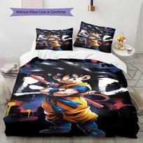 Cartoon Son Goku Pattern Bedding,Quilt Set Quilt Cover Pillowcase Home Birthday Gift (1 * duvet cover + 2 * pillowcase, without core) 135x200cm