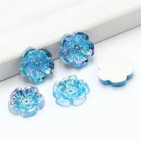 100pcs 15mm Flower Design Acrylic Rhinestone, Flat Back Art Beads Decorate DIY Rhinestone Applique Crystal Flower One Size mėlyna