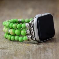 7-Color Handmade Stretch Apple Smart Watch With Bracelet Synthetic Emperor Stone Jewelry 38-41mm small size žolės žalia spalva