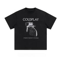 Coldplay Rock Band British Retro High Street Pure Cotton Printed Round-neck Short-Sleeved T-Shirt for Men and Women 2XL