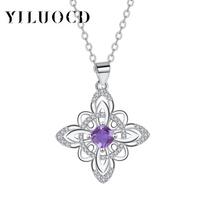 925 Thai Silver Witch Knot Necklace Wicca Witchcraft Necklace with Purple Cubic Zirconia Supernatural Jewelry for Women