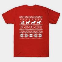 Scottish Terriers Christmas | Love Joy Peace Scotties Made in Australia T-Shirt XL
