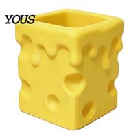 Melted Cheese Pencil Holder 3D Printed Pen Holder, Melting Cube Storage Container Container, Makeup Brush Stationery Organizer Box for geltona