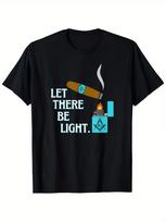 Vintage Masonic Cigar & Lighter Graphic T-Shirt, 100% Crew Neck Tee, Regular Fit XXXXL