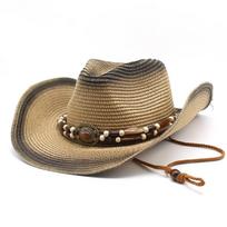 Cowboy Hat With Wide Brim Sunshade And Breathable Straw Fabric For Summer Beachwear Style A