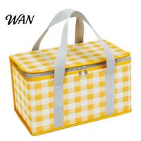 Outdoor Lunch Tote Insulated Picnic Bag, Foldable Thermal Basket for Outdoor, Heavy Fresh-keeping Duty Aluminum Foil Cooler Food, Camping Accessory geltona