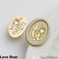 Oval Wax Seal Stamp 3x2cm Solid Brass Head with Love Bear Bird House Russian Doll Designs for Journal Scrapbooking Sealing (as the picture,only head)