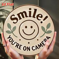 Smile Camera Aluminum Sign Vintage Humor Wall Decor for Cafe Garage Bar 20x20cm(8x8inch)