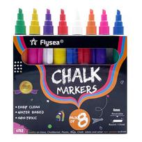 Flysea OEM Factory Professional 6mm Whiteboard Marker Set Light Board Pen Tiza Liquid Chalk Dry Erase Marker mėlyna