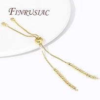 Adjustable Bracelet Chain 18K Gold Plated Half-finished Bracelet With Rubber Stopper Beads,Jewelry Making DIY Necklace Findings 2 Pieces