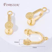 18K Gold Plated Brass Pinch Bails,Concentric Circle Pendant Clips with Loop,Jewelry Connectors For DIY Earrings Making Supplies 2 pieces