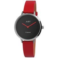 Montre - JUST - Liena - Titane 36 mm - Bracelet cuir rouge - Étanche 5 ATM raudona