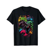 European sizes Men's T-Shirt with Vivid  Gamepad Print - Regular Fit Casual Round Neck, Slight Elasticity Fabric Comfort - Perfect for Daily Wear S juoda