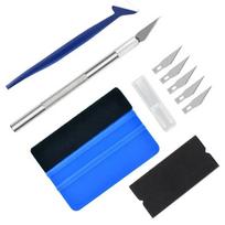 Professional Car Wrap Tool Kit 10-Piece - Vinyl & Window Tint Tools w/Squeegee Felt Edge Trimmer & Wrap Sticks for Auto Wrapping mėlyna
