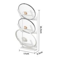 JUSTINLAU Wall Mounted Pot Lid Rack Carbon Steel Chopping Board Holder with Removable Water Tray Home Nail-free Pot Cover Racks