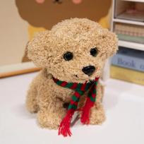 Adorable Lifelike Sitting Poodle Plush Toys Fluffy Cute Puppy Doll Wearing Scarf Choker Sweet Gift To Children Lovely Home Decor 20cm