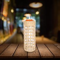 Glass Cup with Straw Weaving Texture Mosaic Decor Elegant Atmosphere Creator for Home Restaurant Wedding Party DIY 18x6.5cm