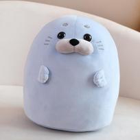 Kawaii Ocean Fat Seal Plush Doll Round White Blue Fat Seal Soft And Comfortable Plush Toy Pillows Decorate The Bedroom Sofa about 30cm