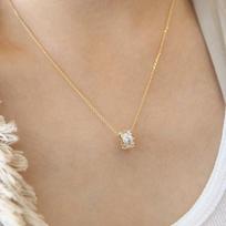 LT-315 S925 Sterling Silver Necklace Korean Fashion Temperament Round Zircon Necklace Women's Model