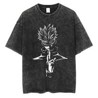 Jujutsu Kaisen Oversized Washed T Shirt Unisex Vintage Gothic Graphic Print Short Sleeve Streetwear Y2K Summer Casual Fitness M