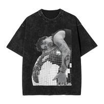 Harrys Styles Retro T Shirts Hip Hop Washed Short Sleeve Oversize TShirt  Vintage Men Women Tops Streetwear Printed Tops Tees S