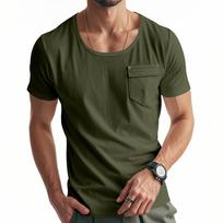 Men's  Round Neck Short Sleeved Top  Plus Size Casual Sports Short Sleeved Top L armijos žalia spalva