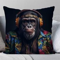 Animal Headphone Dj Music Pillow Case Fashion Square Pillowcase Bedroom Sofa Room Ins Decoration Leisure Peach skin 18*18(CM)-1Pcs