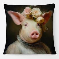 Animals Head Human Body Poster Cushion Cover Fox Cow Elephant Hippo Pig Leopard Duck Art Pillow Case Peach skin 18*18(CM)-1Pcs
