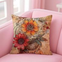 B-Bohemia Cushion Cover Pillowcase Short Plush Invisible Zipper Room Sofa Cushion Cover Peach skin 18*18(CM)-1Pcs