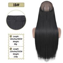 „Miss Wig No Clips Invisible Wire“ plaukų priauginimas Sintetinis tiesus natūralus juodas rudas vientisas netikras plaukų priauginimas moterims 55cm