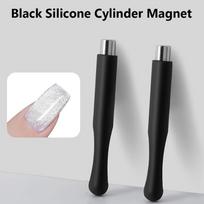 Juodas silikoninis cilindro magnetas, stiprus magnetinis efektas geliniam lakui katės akies nagų dizainui