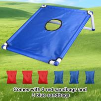 Bean Bags Toss Game Set Kids Toys Portable Cornhole Set with 1 Cornhole Game Board and 6 Bean Bags Yard Toss For Children's Gift blue