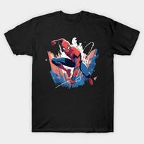 Men Black Print T-shirt Spiderman No-Cut Transfer Paper Print Cotton Tshirt 2XL juoda